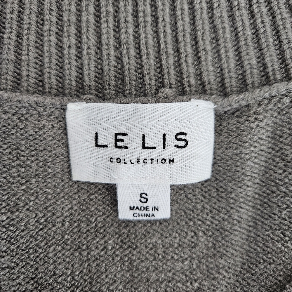 LE LIS Sweater Vest Olive Gray Sleeveless Cable Knit V Neck Pullover Small - Picture 6 of 8